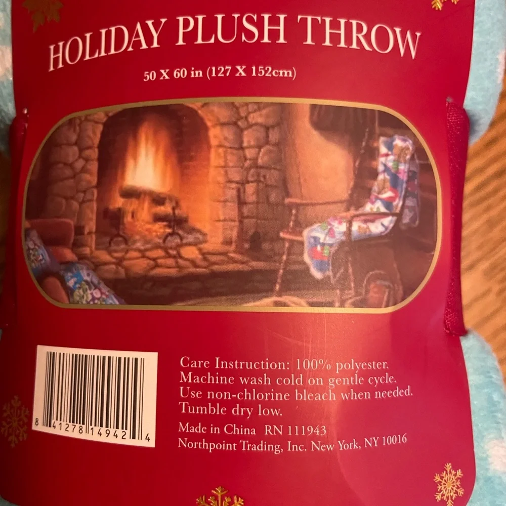 Holiday Plush Throw - Blue and Gold